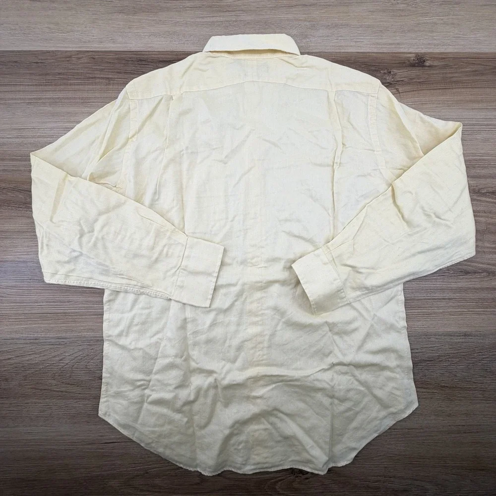 Ralph Lauren Polo Philip Mens Solid Yellow Shirt 16 34/35 Vintage 90s‎